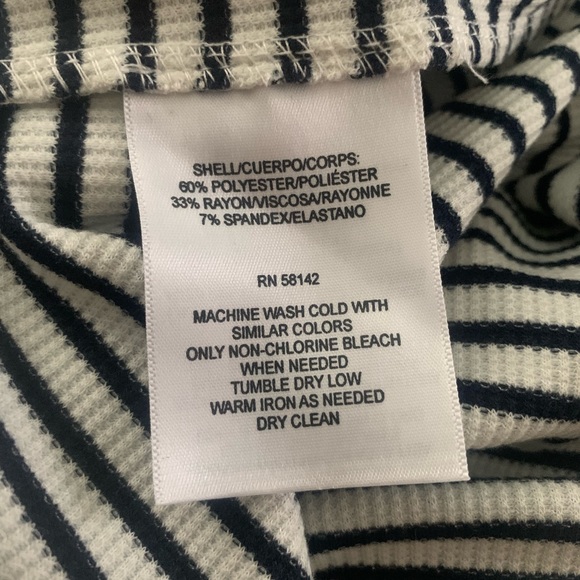 Maggy London long sleeve ribbed black and white stripped midi dress - Picture 8 of 8